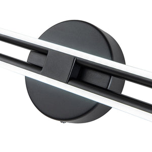 Chandelierias-Modern 2-Light Dimmable Linear LED Vanity Light - Warm White-Wall Light-24in-Black