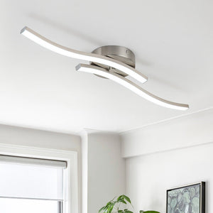 Chandelierias-Modern 2-Light Dimmable Wavy LED Semi-Flush Mount-Semi Flush-Nickel-