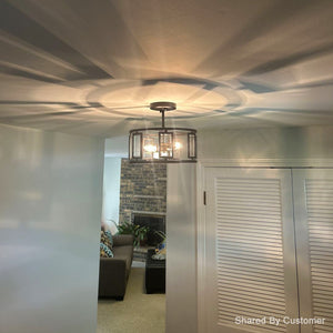 Chandelierias-Modern 2-Light Drum Semi-Flush Mount-Semi Flush--