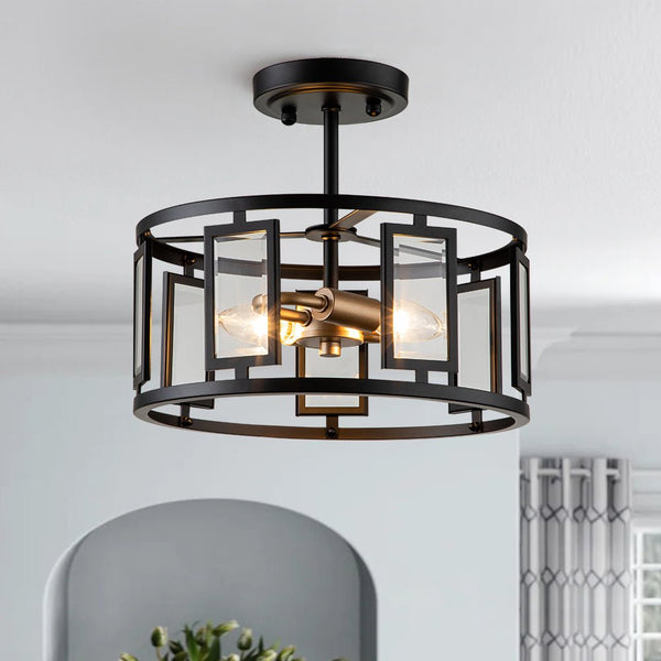 Chandelierias-Modern 2-Light Drum Semi-Flush Mount-Semi Flush--