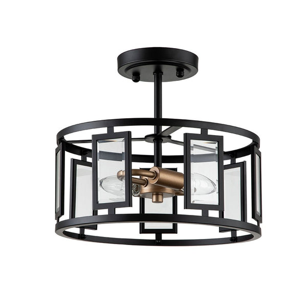 Chandelierias-Modern 2-Light Drum Semi-Flush Mount-Semi Flush--