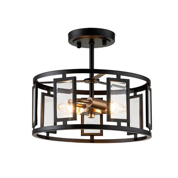 Chandelierias-Modern 2-Light Drum Semi-Flush Mount-Semi Flush--