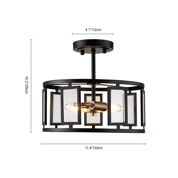 Chandelierias-Modern 2-Light Drum Semi-Flush Mount-Semi Flush--