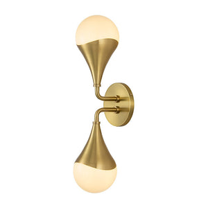 Chandelierias-Modern 2-Light Teardrop Brass Bathroom Vanity Light-Wall Light-Brass-