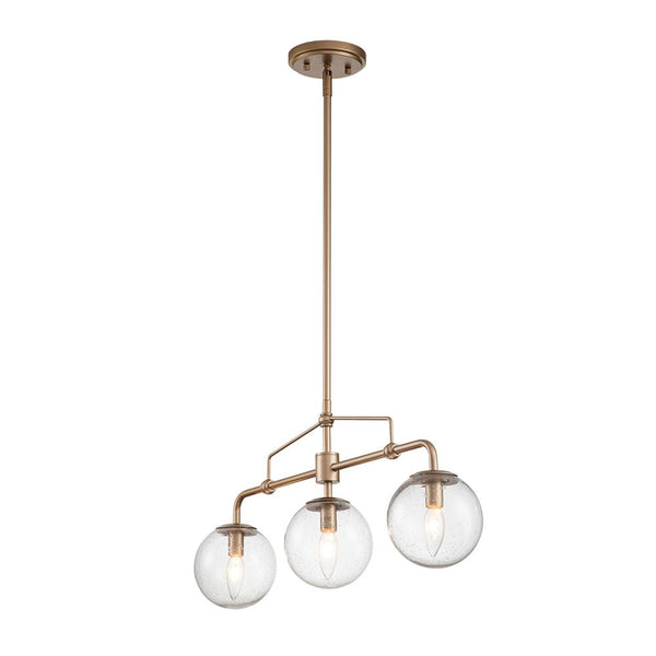 Chandelierias-Modern 3-Light Glass Globe Linear Chandelier-Chandelier--