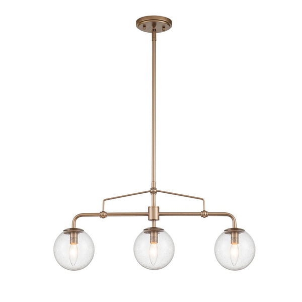 Chandelierias-Modern 3-Light Glass Globe Linear Chandelier-Chandelier--