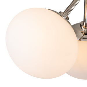 Chandelierias-Modern 3-Light Semi-Flush Mount with Opal Glass Globes-Semi Flush-Nickel-3 Bulbs