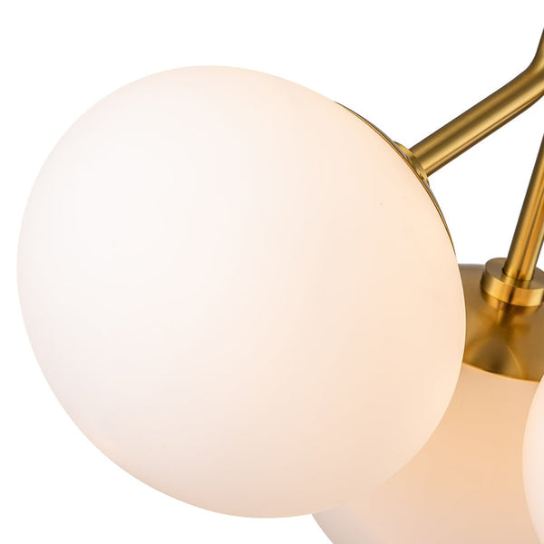 Chandelierias-Modern 3-Light Semi-Flush Mount with Opal Glass Globes-Semi Flush-Nickel-3 Bulbs