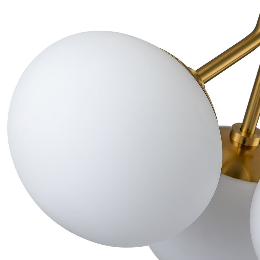 Chandelierias-Modern 3-Light Semi-Flush Mount with Opal Glass Globes-Semi Flush-Nickel-3 Bulbs