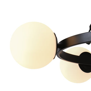 Chandelierias-Modern 5-Light Frosted Glass Globe Round Chandelier-Chandeliers-Black-