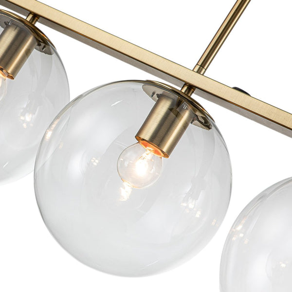 Chandelierias-Modern 5-Light Glass Globe Linear Chandelier-Chandelier--