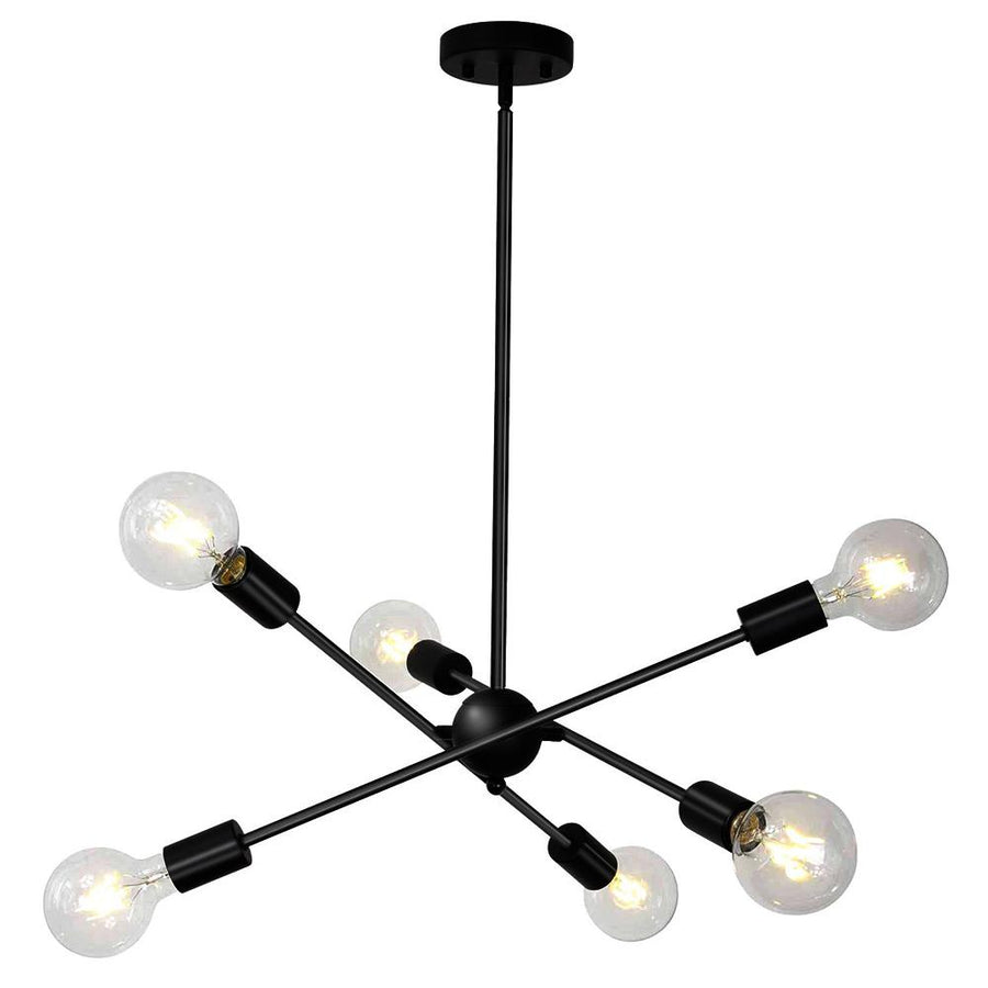 Chandelierias-Modern 6-Light Chrome Sputnik Chandelier-Chandelier-6 Bulbs-Black