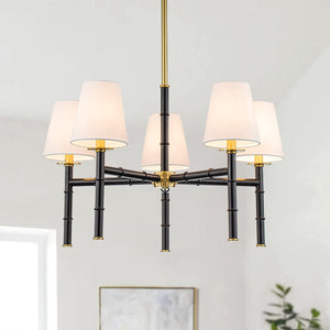 Chandelierias-Modern 6-Light Cone Brass & Black Sculptural Chandelier-Chandeliers-Brass & Black-
