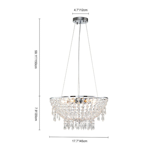 Chandelierias-Modern 6-Light Round Crystal Chandelier-Chandeliers--