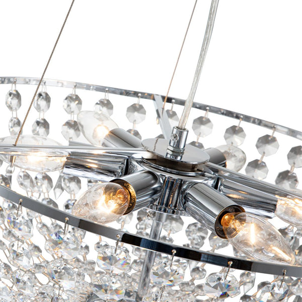 Chandelierias-Modern 6-Light Round Crystal Chandelier-Chandeliers--