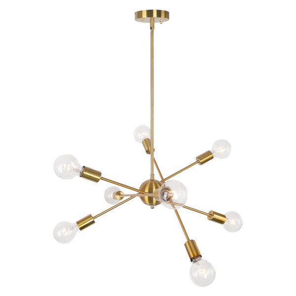 Chandelierias-Modern 6-Light Sputnik Chandelier-Chandelier-8 Bulbs-Gold