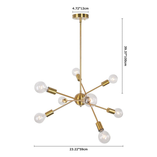 Chandelierias-Modern 6-Light Sputnik Chandelier-Chandelier-8 Bulbs-Gold