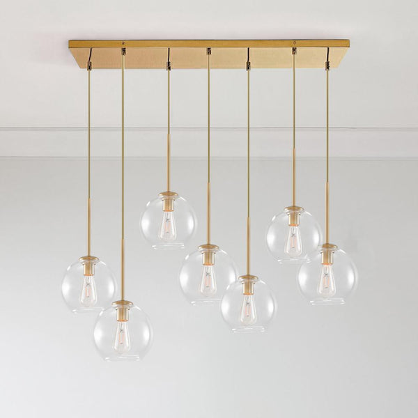 Chandelierias-Modern 7-Light Sculptural Glass Globe Chandelier-Chandelier-Brass-