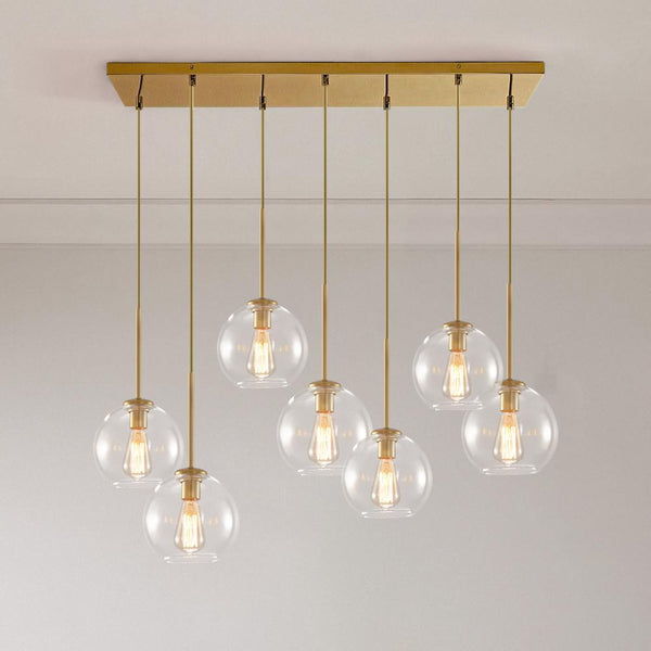 Chandelierias-Modern 7-Light Sculptural Glass Globe Chandelier-Chandelier-Brass-