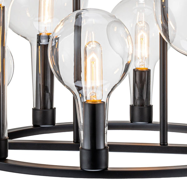 Chandelierias-Modern 8-Light Balloon Clear Glass Wagon Wheel Chandelier-Chandeliers-Black-8 Bulbs