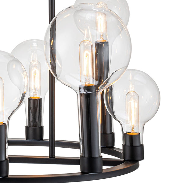 Chandelierias-Modern 8-Light Balloon Clear Glass Wagon Wheel Chandelier-Chandeliers-Black-8 Bulbs