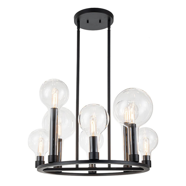 Chandelierias-Modern 8-Light Balloon Clear Glass Wagon Wheel Chandelier-Chandeliers-Black-8 Bulbs