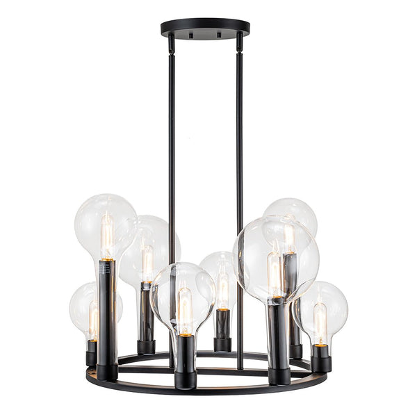 Chandelierias-Modern 8-Light Balloon Clear Glass Wagon Wheel Chandelier-Chandeliers-Black-8 Bulbs