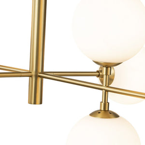 Chandelierias-Modern 8-Light Linear Opal Glass Globe Chandelier-Chandeliers-Black-8 Bulbs