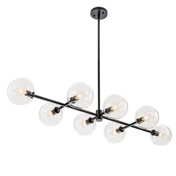 Chandelierias-Modern 8-Light Sculptural Clear Glass Linear Chandelier-Chandeliers-Black-