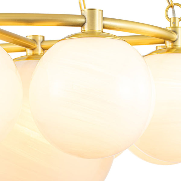 Chandelierias-Modern 9-Light Brass Cloud Glass Globe Round Chandelier-Chandelier-Brass-