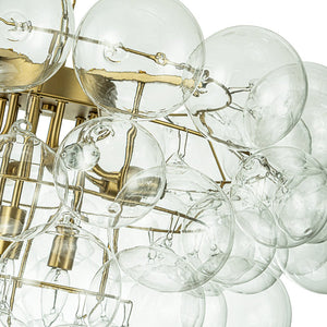 Chandelierias-Modern 9-Light Clear Glass Grape Soap Bubble Chandelier-Chandeliers-Brass-