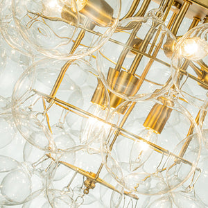 Chandelierias-Modern 9-Light Clear Glass Grape Soap Bubble Chandelier-Chandeliers-Brass-