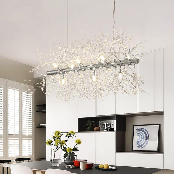 Chandelierias-Modern 9-Light Crystal-Like Linear Chandelier-Chandelier-Chrome-9 Bulbs