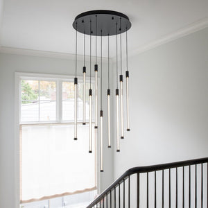 Chandelierias-Modern 9-Light Dimmable Strip LED Cylinder Chandelier-Chandelier-Black (Pre-order)-