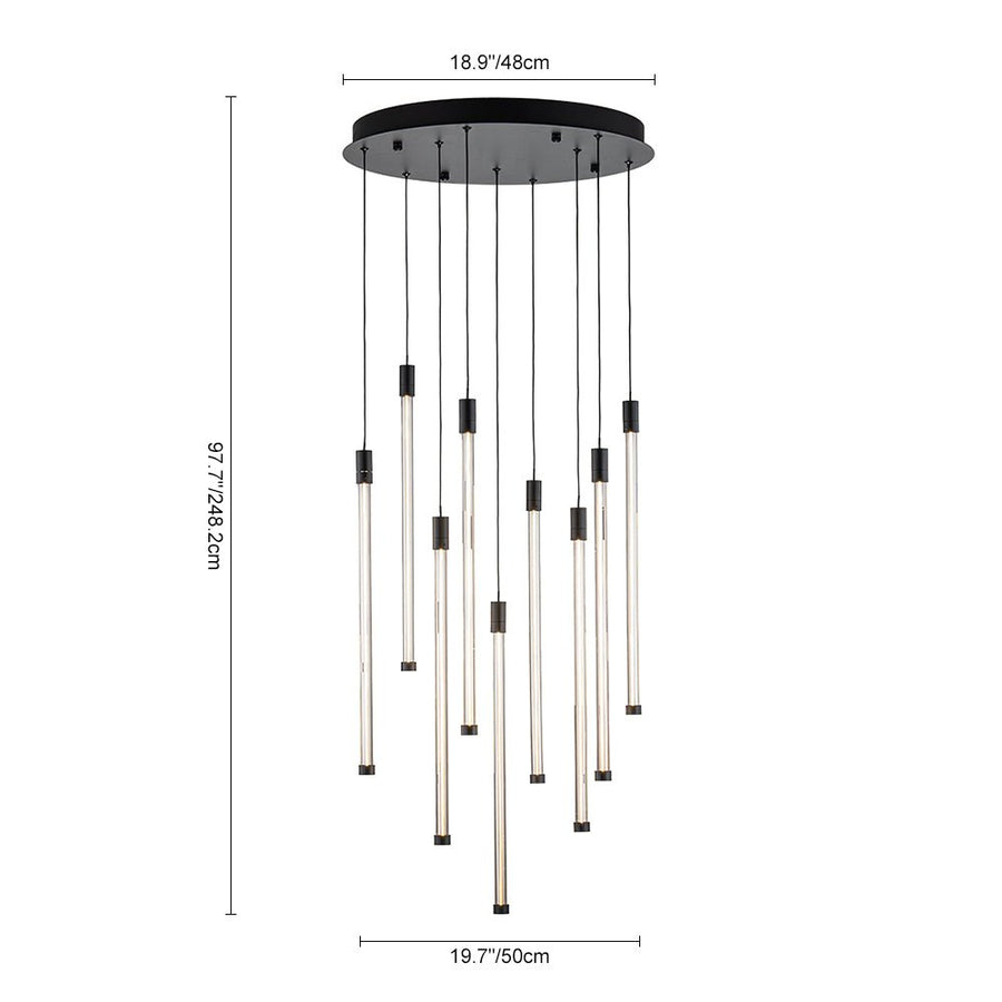 Chandelierias-Modern 9-Light Dimmable Strip LED Cylinder Chandelier-Chandelier-Black (Pre-order)-