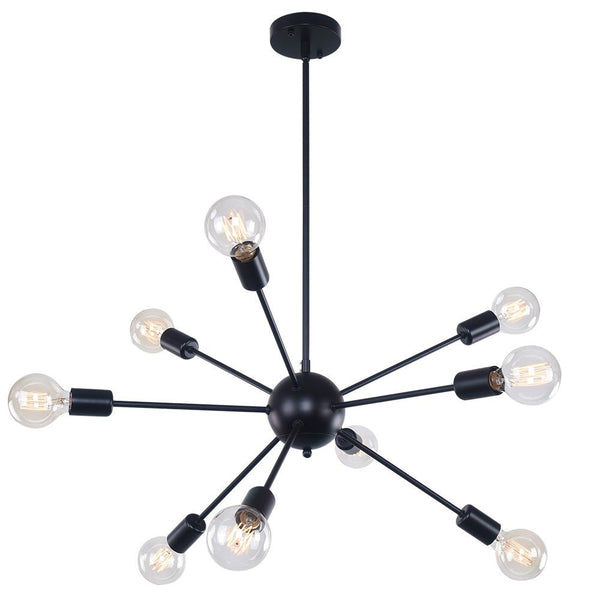 Chandelierias-Modern 9-Light Metal Sputnik Chandelier Lighting-Chandelier-Black-