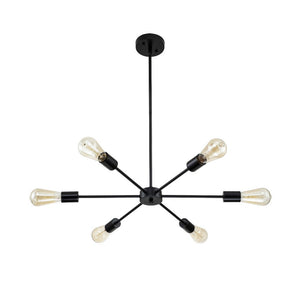 Chandelierias-Modern Adjustable Semi-Flush Sputnik Metal Chandelier-Chandeliers-Black-6 Bulbs