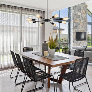 Chandelierias-Modern Adjustable Semi-Flush Sputnik Metal Chandelier-Chandeliers-Black & Brass-8 Bulbs