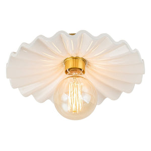 Chandelierias-Modern Aged Brass Single-Light Ruffled Semi-Flush Mount-Semi Flush-Aged Brass-