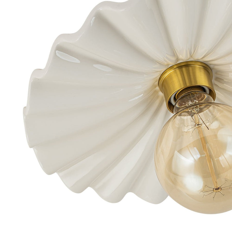 Chandelierias-Modern Aged Brass Single-Light Ruffled Semi-Flush Mount-Semi Flush-Aged Brass-