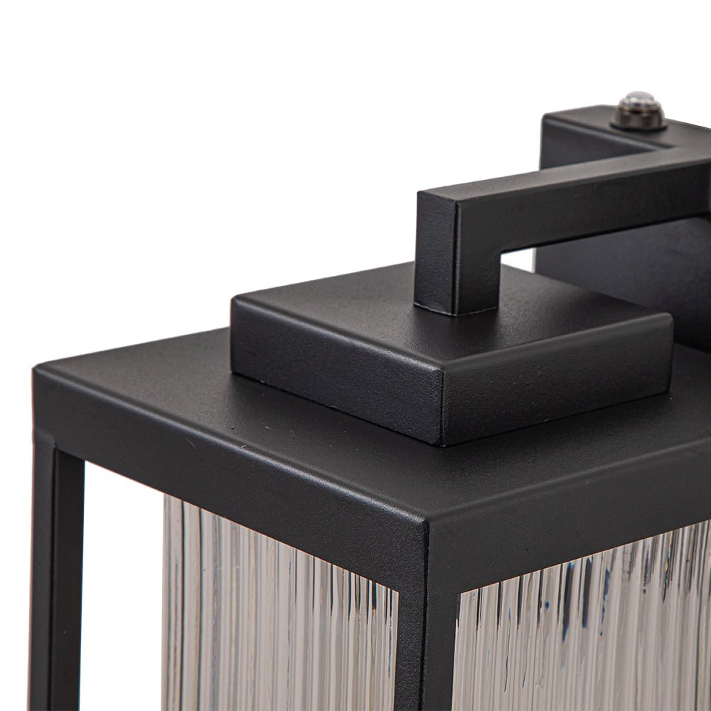 Modern Black Ribbed Glass Outdoor Wall Light | Chandelierias