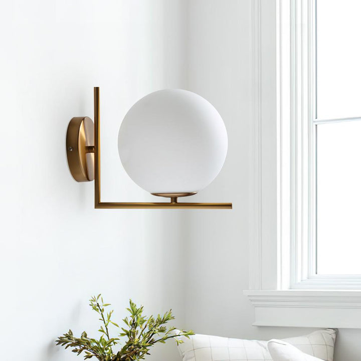 Chandelierias-Modern Brass 1-light Globe Wall Sconce-Wall Light--