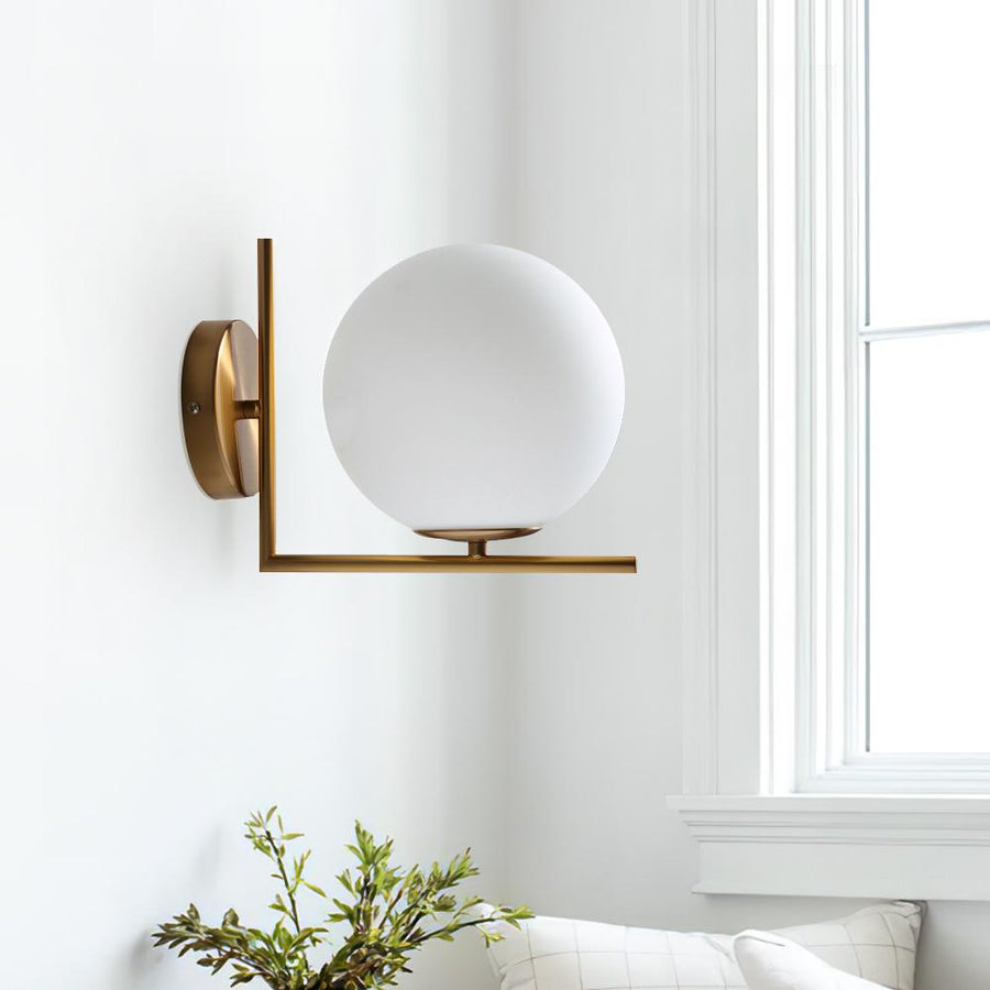 Chandelierias-Modern Brass 1-light Globe Wall Sconce-Wall Light--