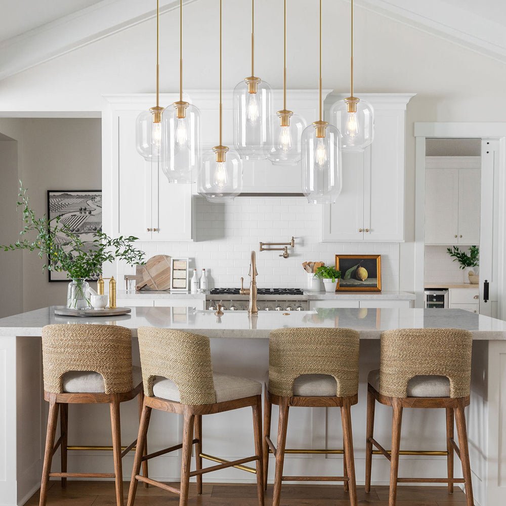 Chandelierias-Modern Cluster Clear Glass Pendant Light-Chandelier-Brass-