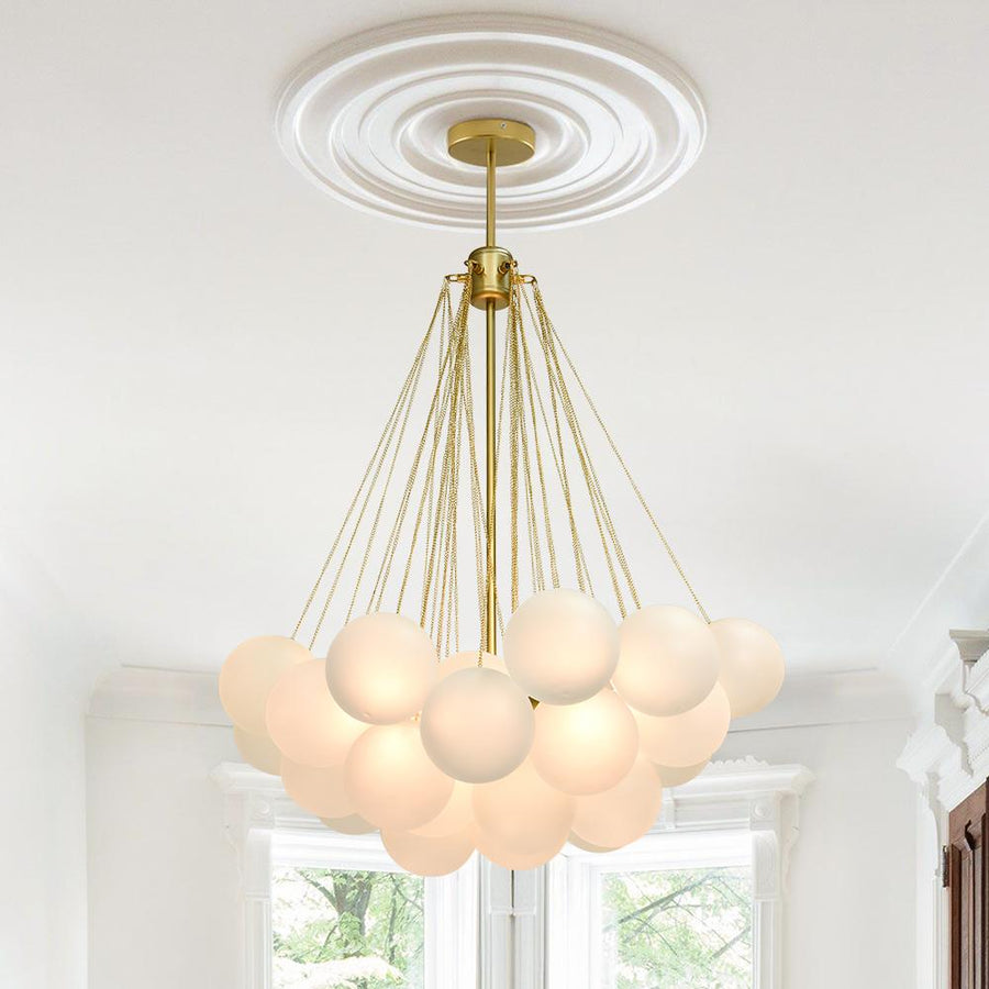 Chandelierias-Modern Cluster Frosted Bubble Chandelier-Chandelier-37 Bubbles-Gold