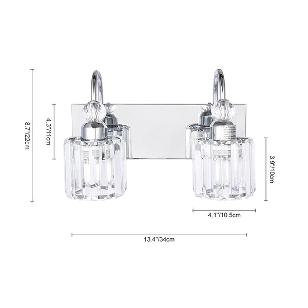 Chandelierias-Modern Crystal Vanity Light Bathroom Fixture-Wall Light-3 Bulbs-Chrome