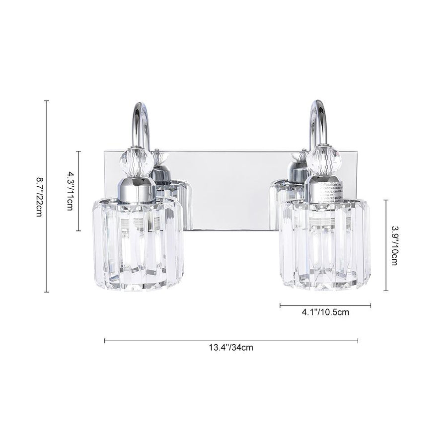 Chandelierias-Modern Crystal Vanity Light Bathroom Fixture-Wall Light-3 Bulbs-Chrome