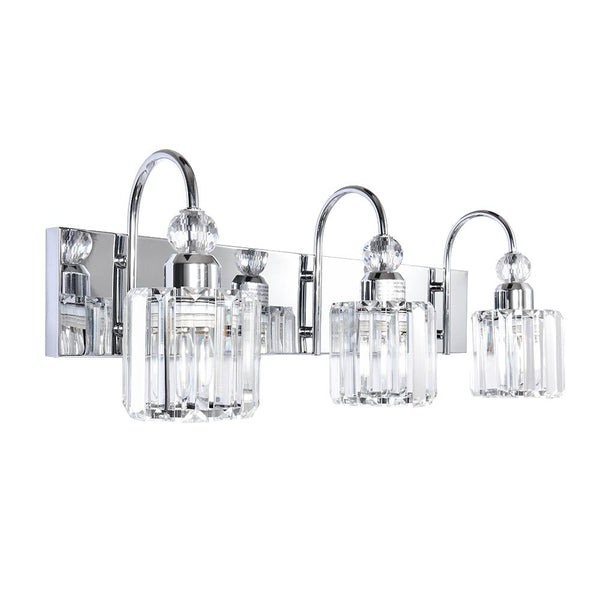 Chandelierias-Modern Crystal Vanity Light Bathroom Fixture-Wall Light-3 Bulbs-Chrome