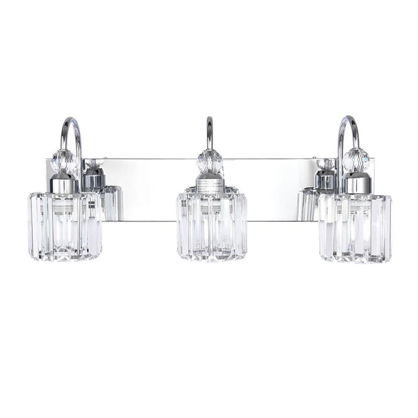 Chandelierias-Modern Crystal Vanity Light Bathroom Fixture-Wall Light-3 Bulbs-Chrome