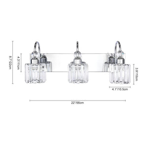 Chandelierias-Modern Crystal Vanity Light Bathroom Fixture-Wall Light-3 Bulbs-Chrome